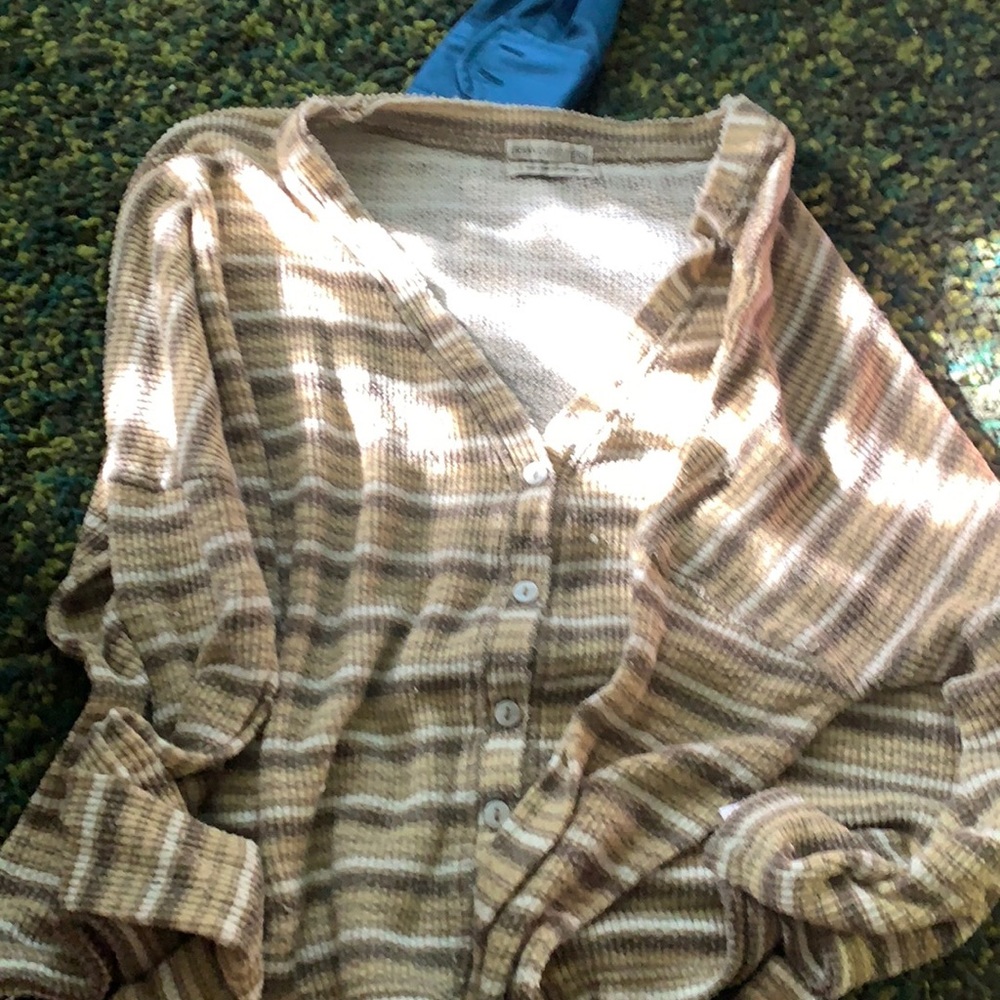 urban outfitters stripped button up oversized top